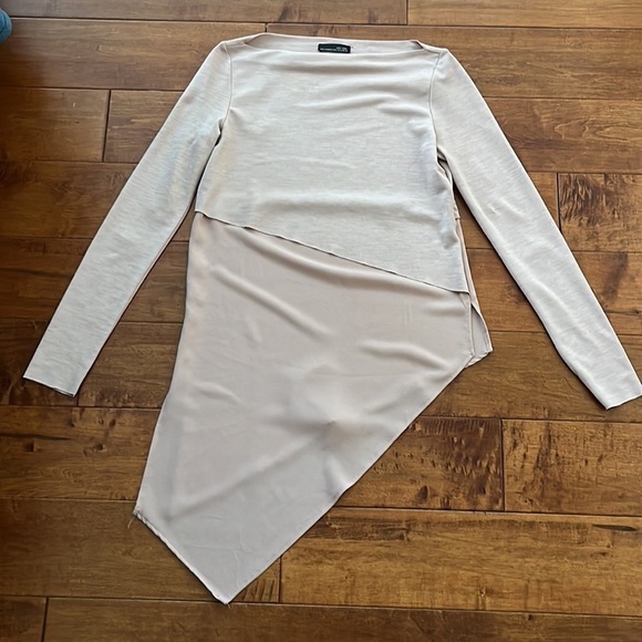 Zara Asymmetrical Long Sleeve Top Dusty Size S - Picture 2 of 6
